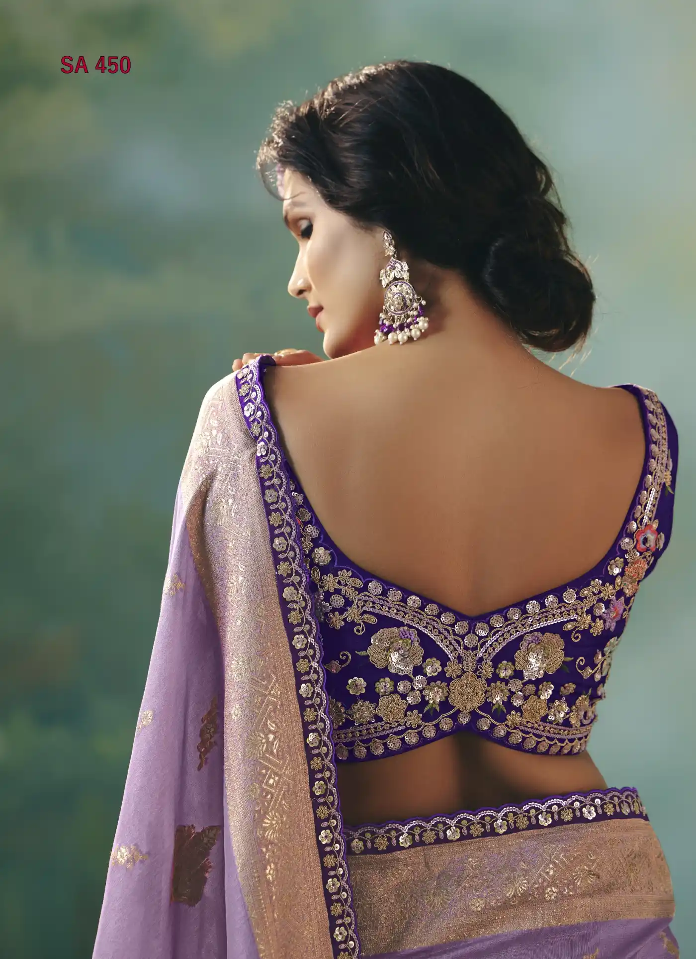 Lavender Embroidered Saree – Lavender & Gold